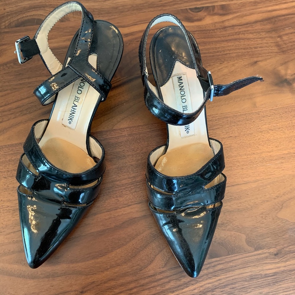 Manolos Black Patent Leather Heels